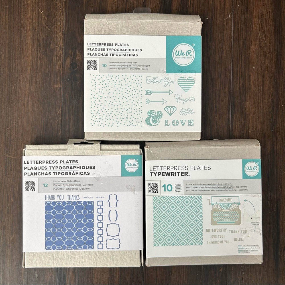 We R Memory Keepers Letterpress Plates Lot of 3